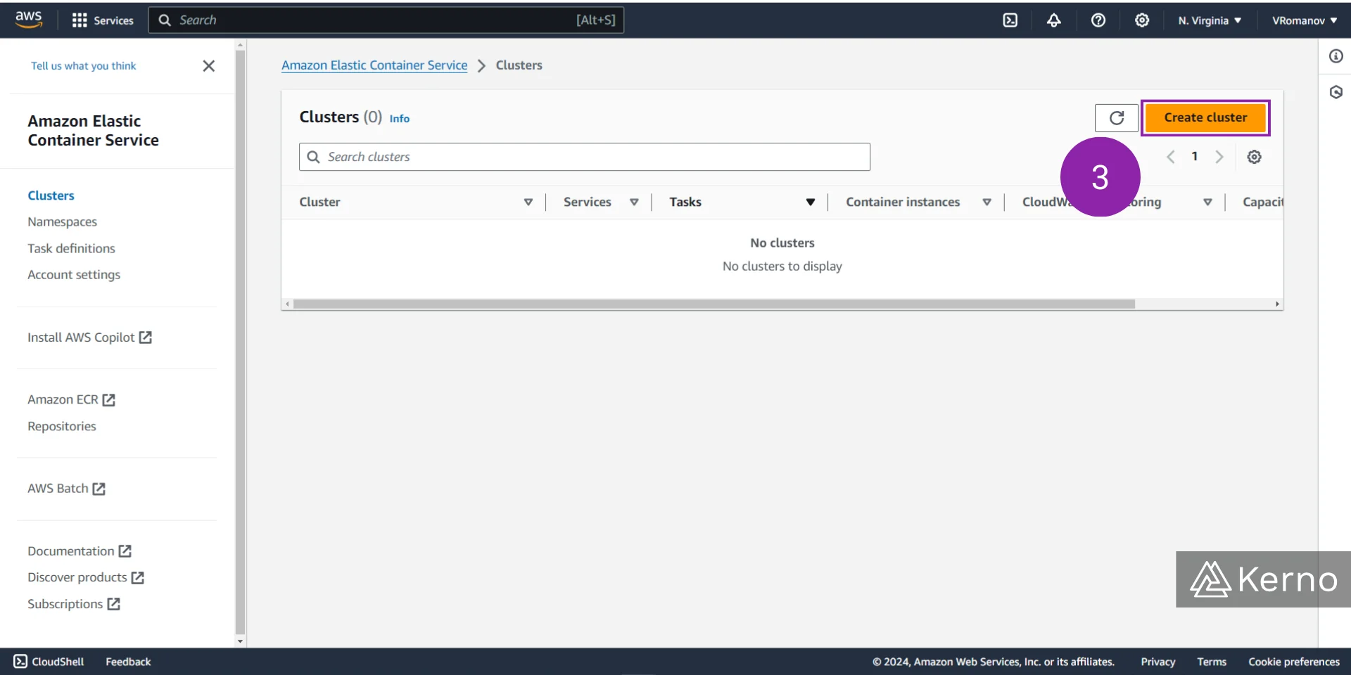 Figure 6 - AWS ECS | Navigate to the ECS Console & Create a Cluster