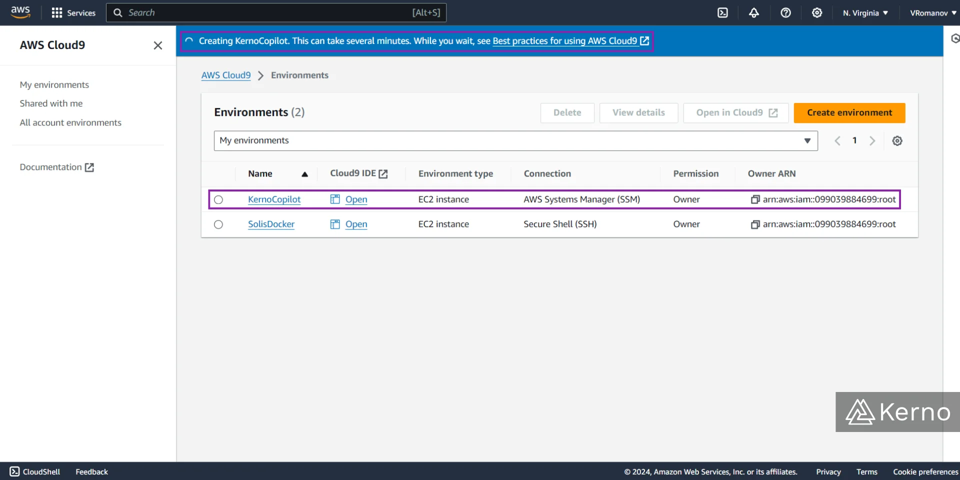 Figure 5 - AWS Copilot | Copilot Environment Ready to be Deployed Via Cloud9