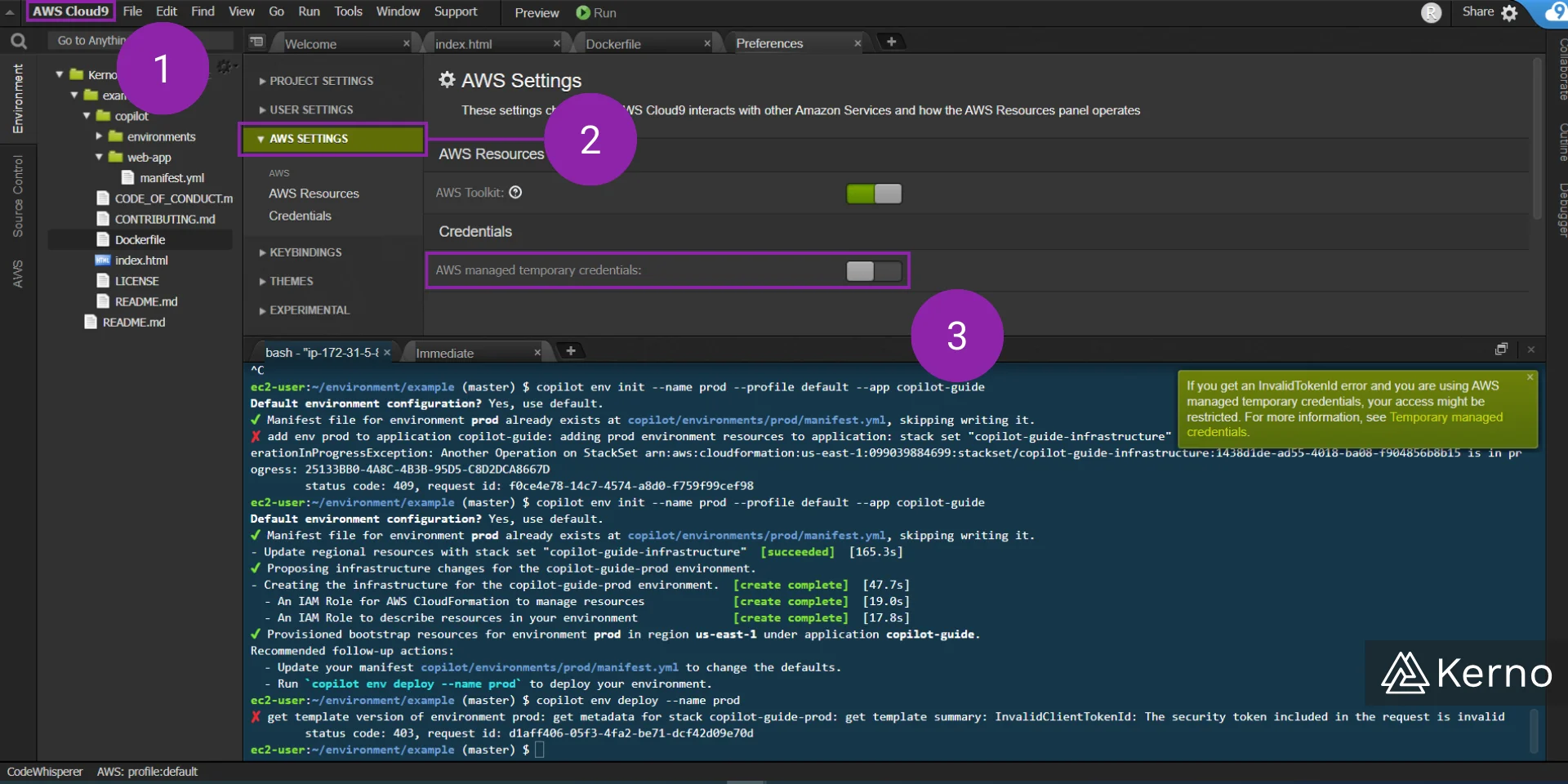 Figure 11 - AWS Copilot | Fixing Permissions in AWS and Cloud9