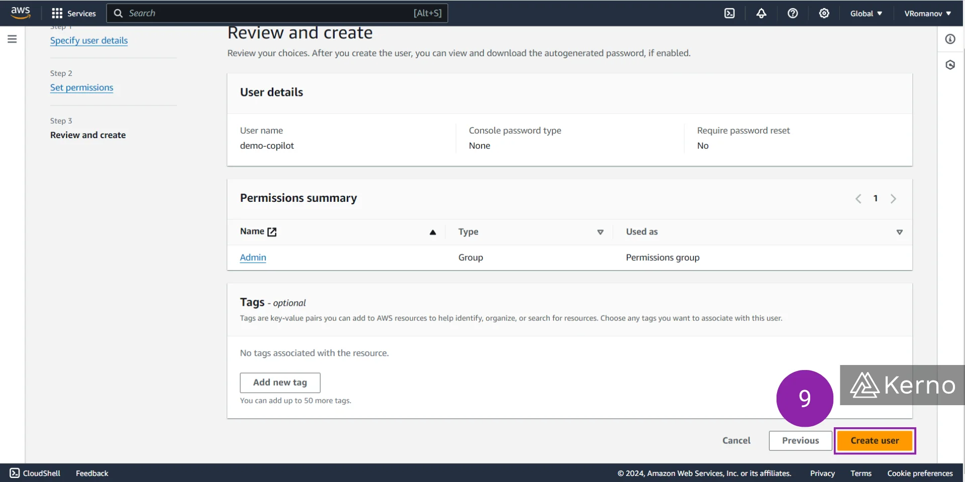 Figure 14 - AWS Copilot | Fixing IAM Permissions Creating User