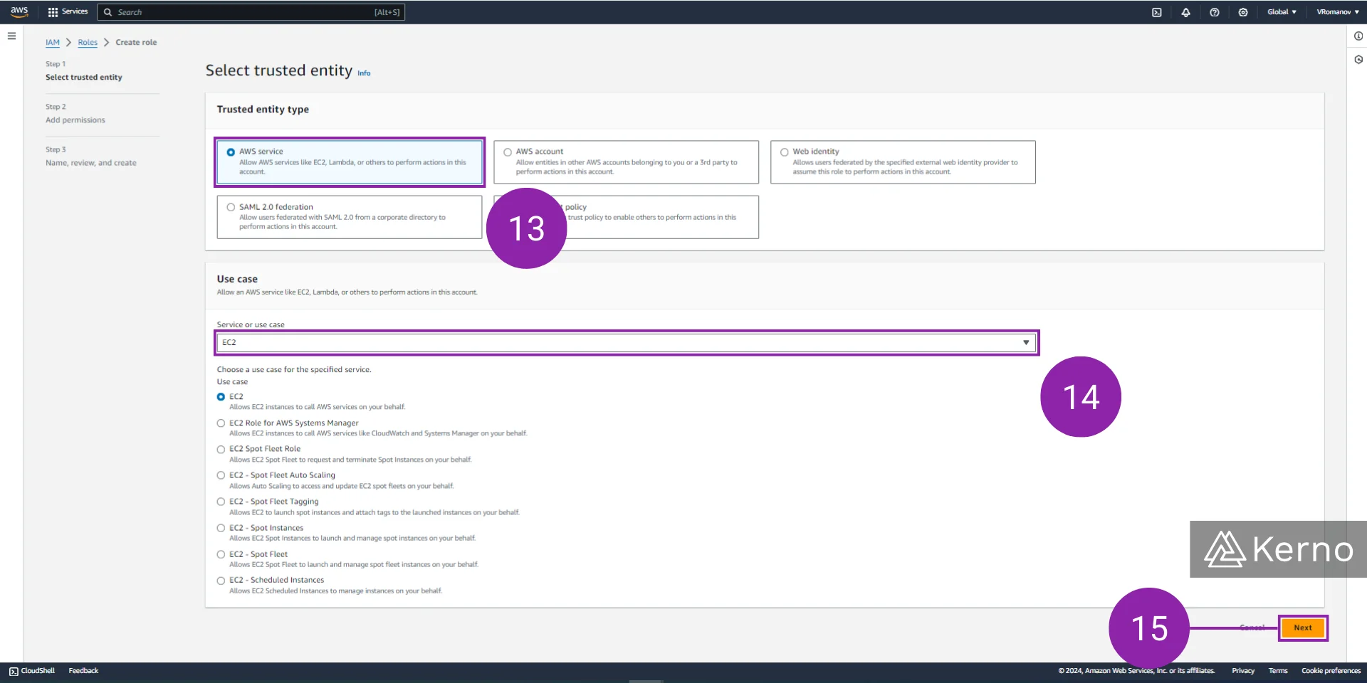 Figure 8 - AWS Elastic Beanstalk | Specifying a User with the Right Permissions for AWS Beanstalk