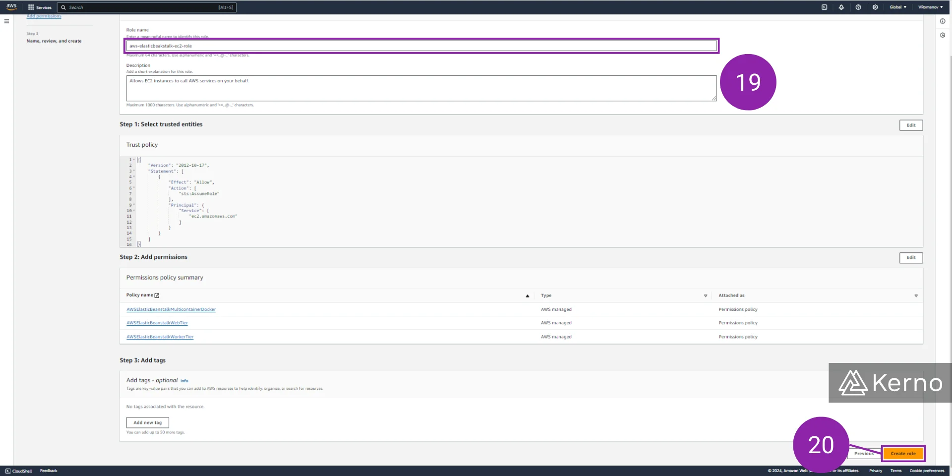 Figure 10 - AWS Elastic Beanstalk | Specifying a User with the Right Permissions for AWS Beanstalk