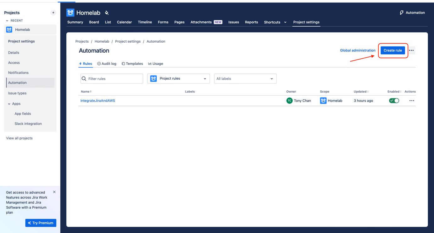 Figure 32 - Jira Automation AWS SSM | Jira Automation Rules