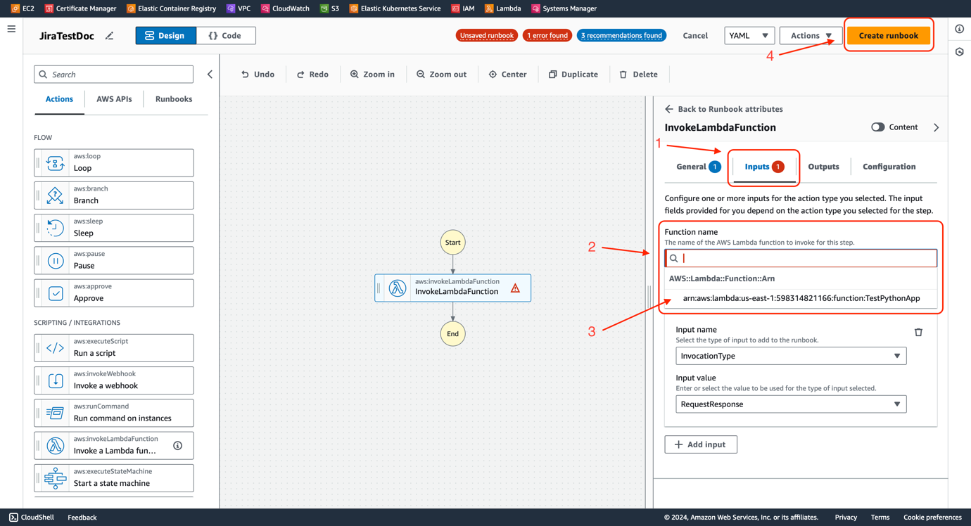 Figure 27 - Jira Automation AWS SSM | AWS Systems Manager - Function Specification