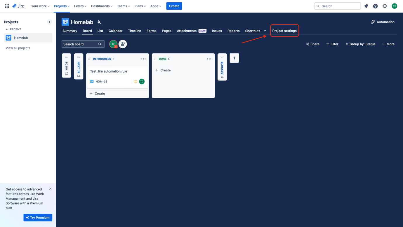 Figure 30 - Jira Automation AWS SSM | Jira Project Settings