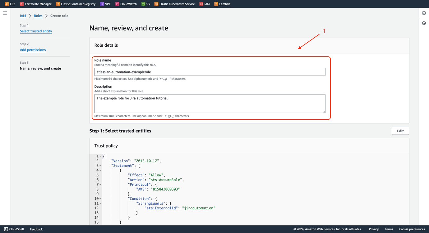 Figure 7 - Jira Automation AWS SSM | Role Details