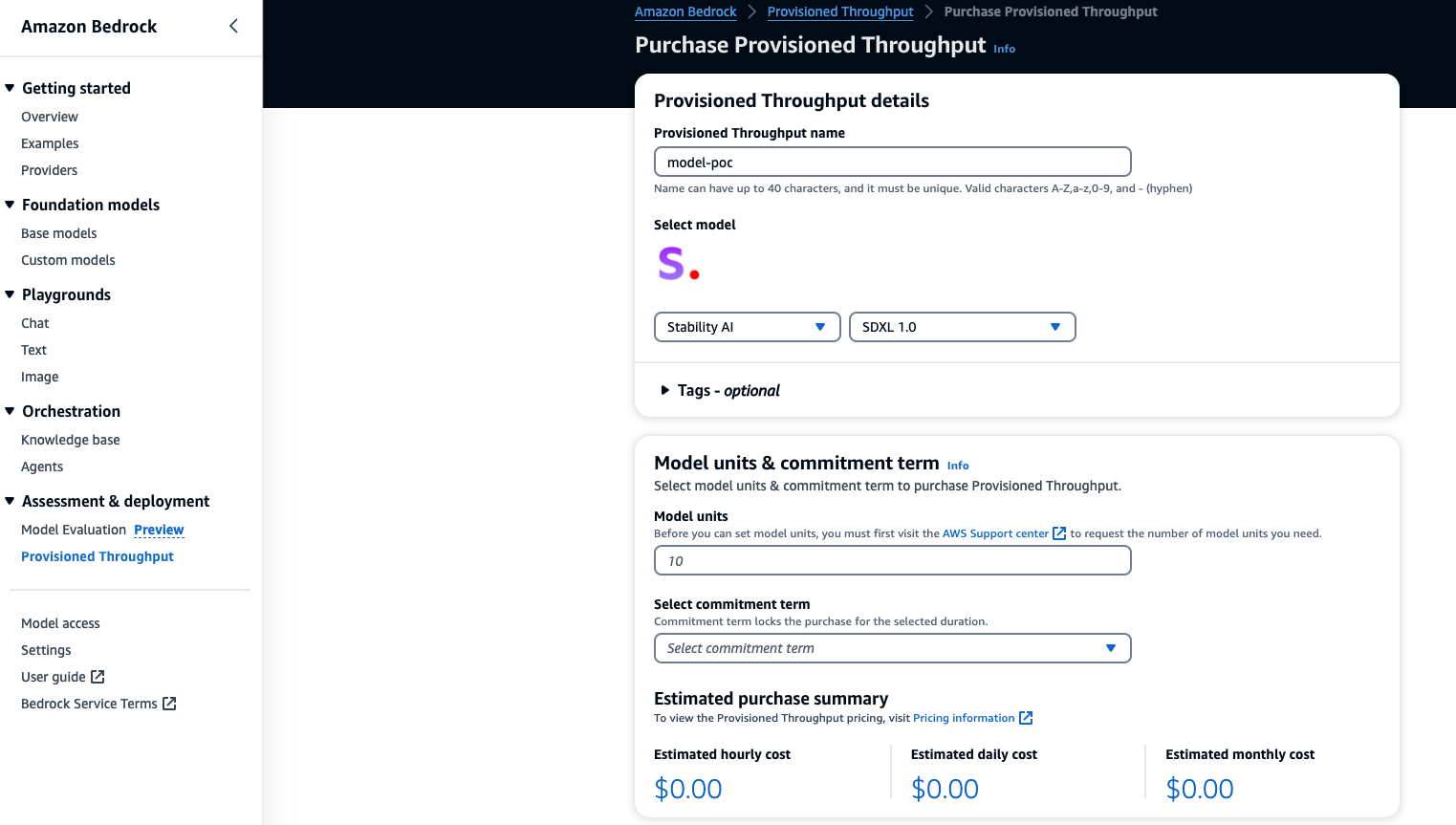 Figure 3.4 - Purchasing Provisioned Throughput