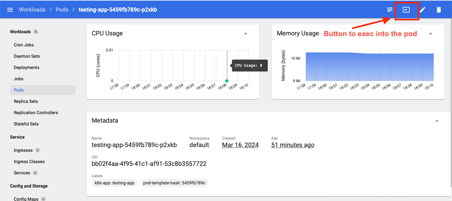 Figure 36 Pod interacting | Exec into the pod.
