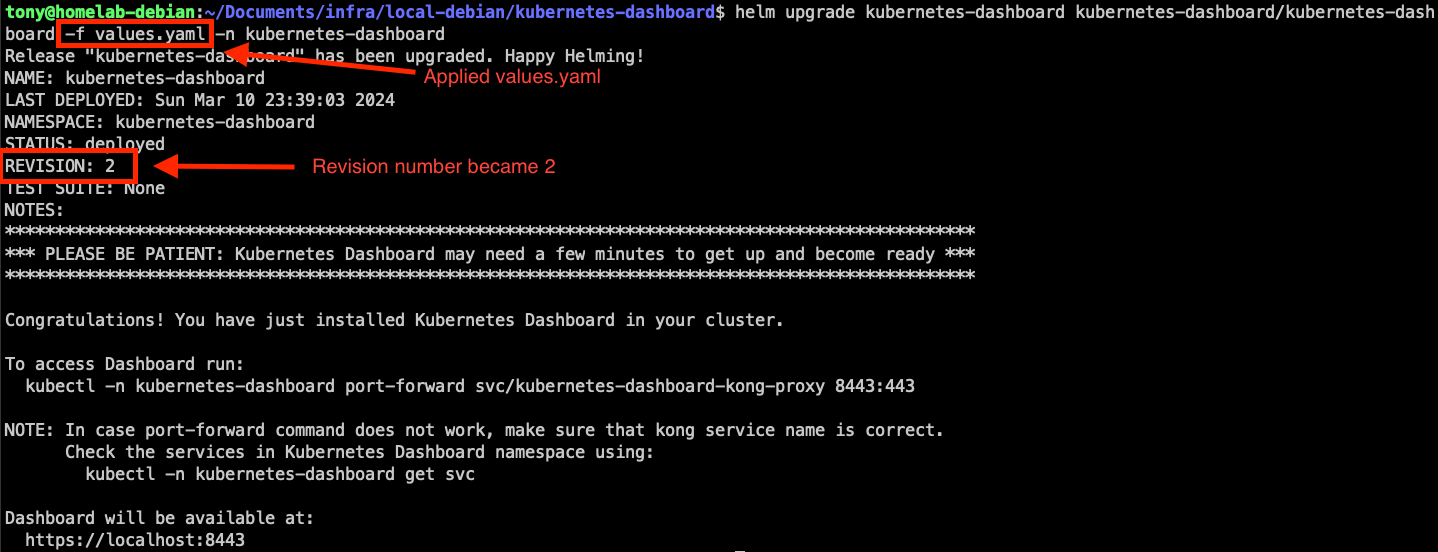 Figure 7 Installation | Upgrade the Helm release with values.yaml.