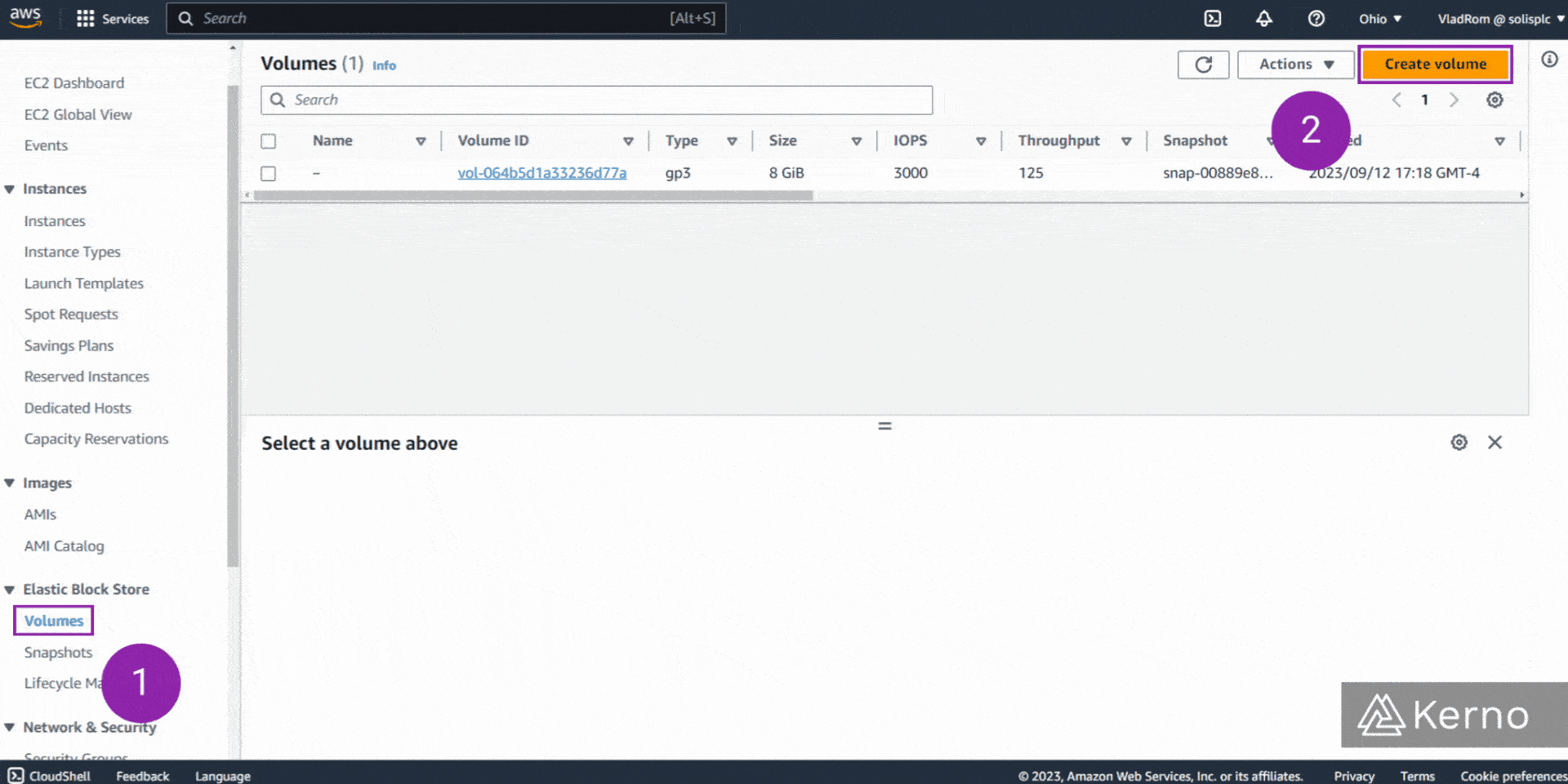 Figure 4.1 - EBS - Elastic Block Storage | Creating an EBS Volume from the EC2 Dashboard