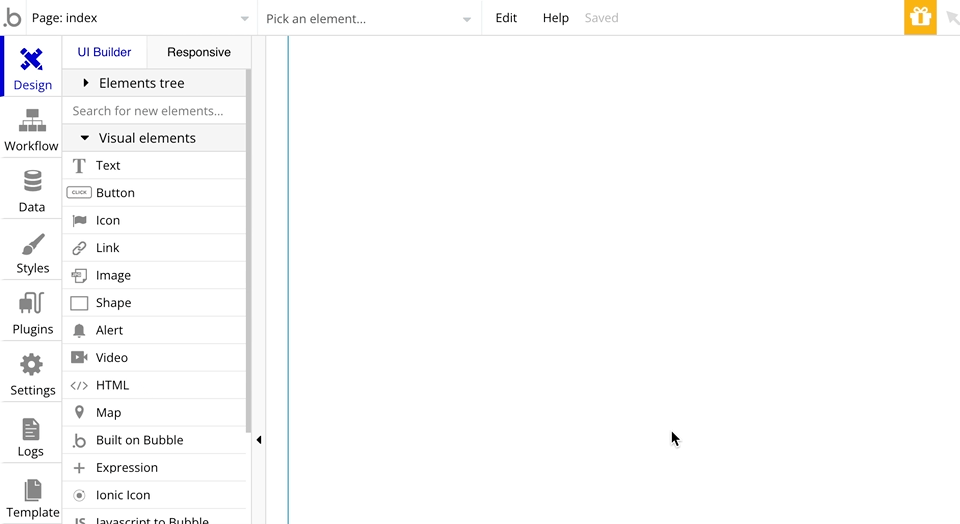 Bubble interface showing backend workflow automation