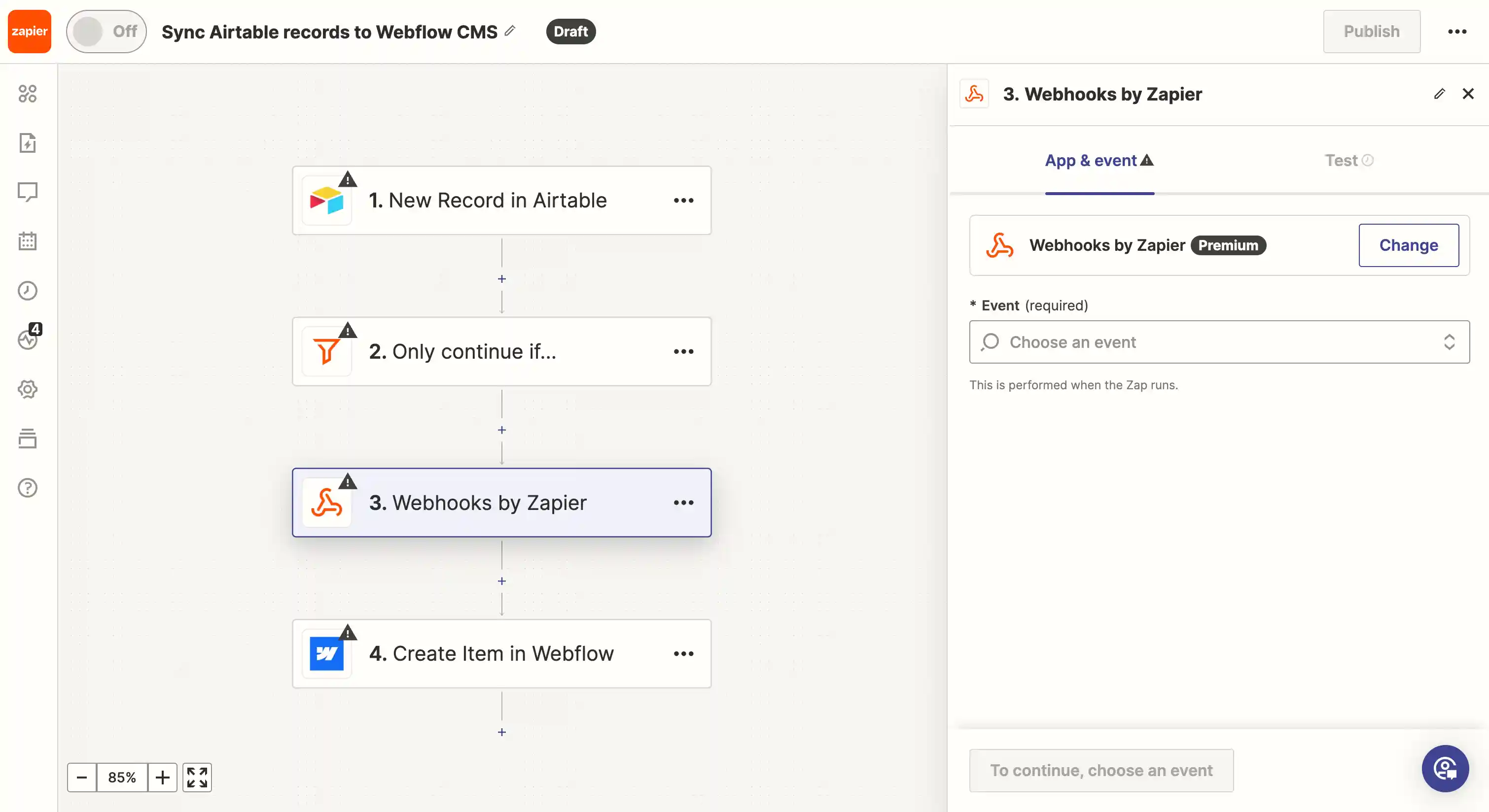Zapier Interface: A visual delight, simplifying complex workflows into intuitive zaps