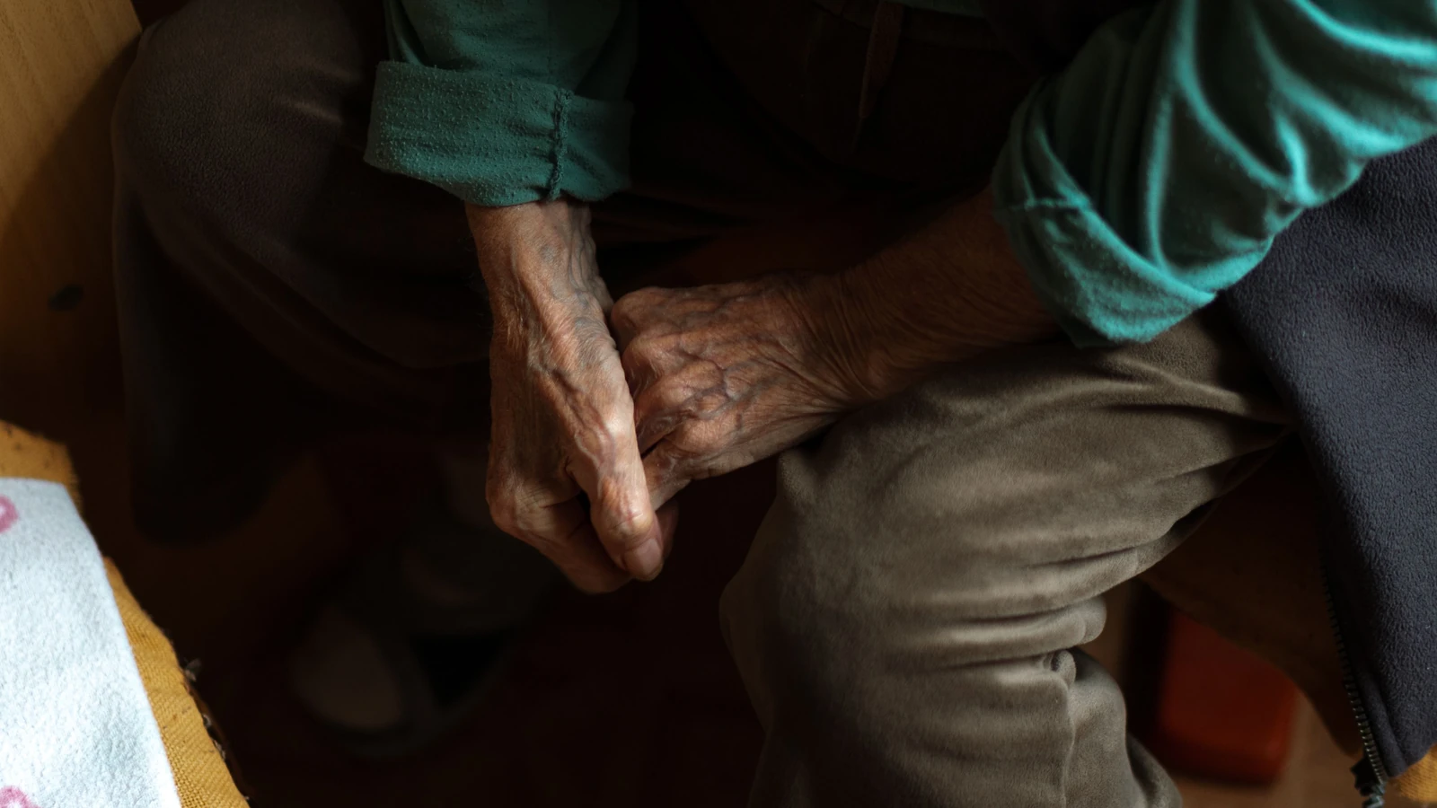 Primo piano delle mani di una donna anziana, che simboleggiano saggezza e cura.