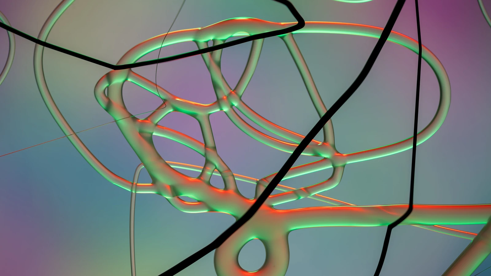 Un'immagine astratta vibrante, caratterizzata da curve dinamiche e forme fluide dai colori vivaci, che dà vita a un'espressione artistica moderna.