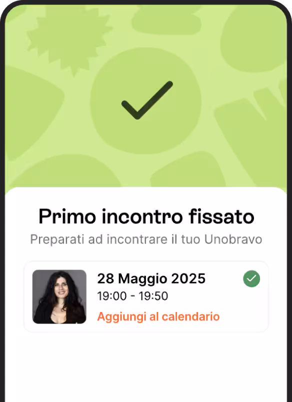 Primo incontro fissato schermata dell'app