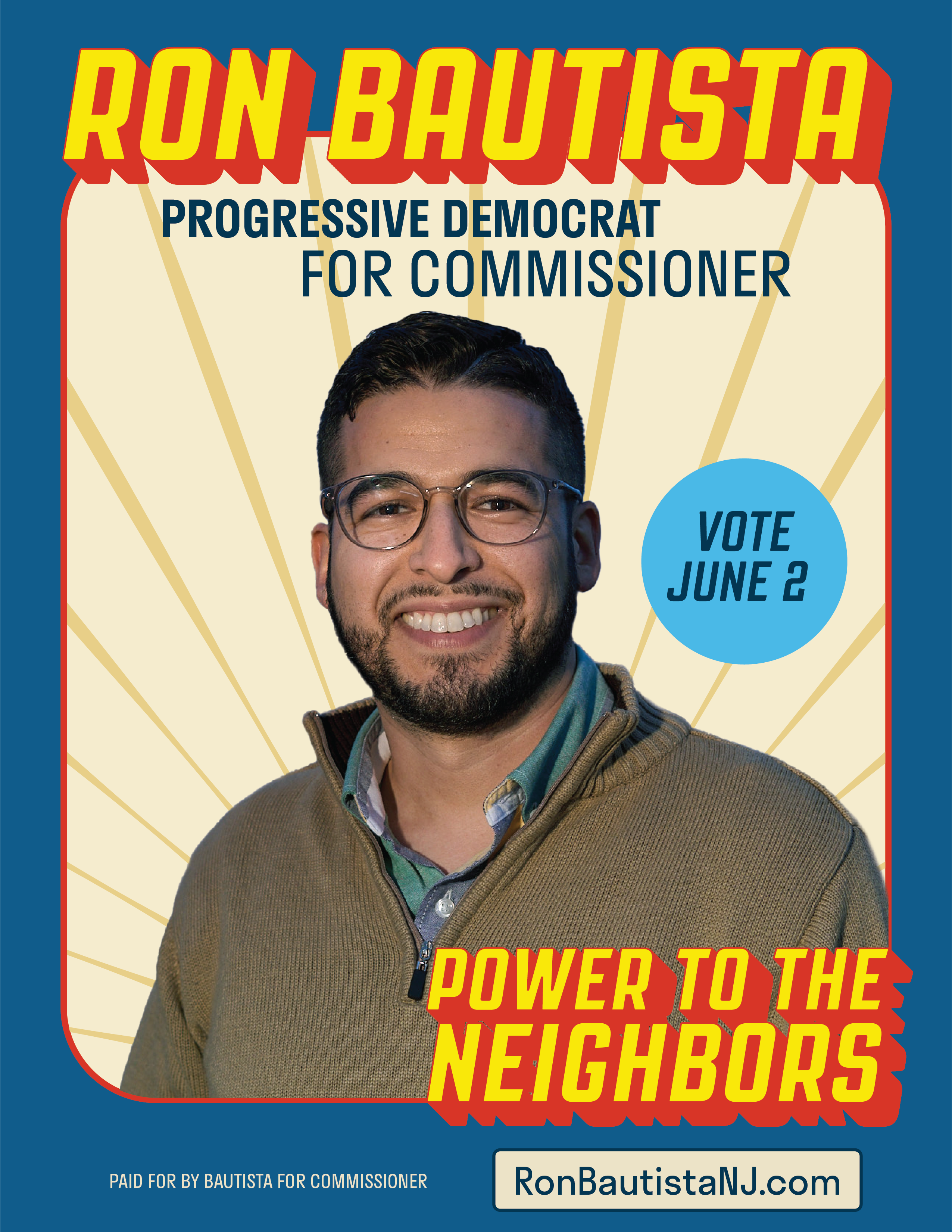 Black and white portrait of Ron Bautista, Hudson County Commissioner candidate