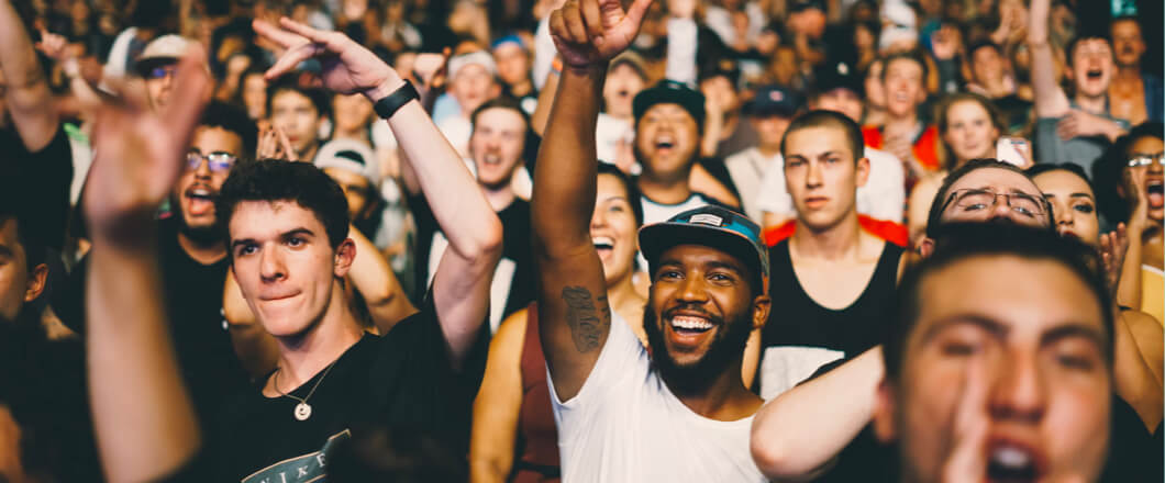Crowd of young people enjoying live concert