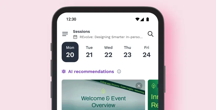 UI -schedule showing ai recommended sessions