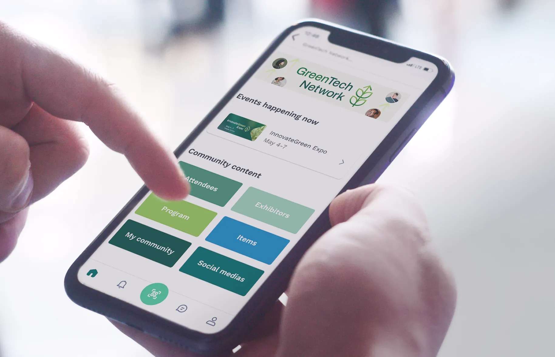Attendee looking at event community in the swapcard app on their phone