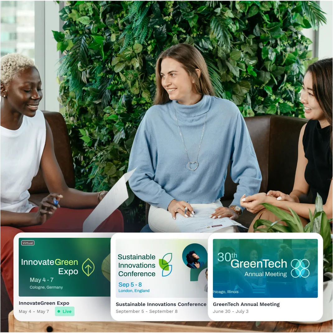Community meeting and showing branding for three different events under one community platform.
