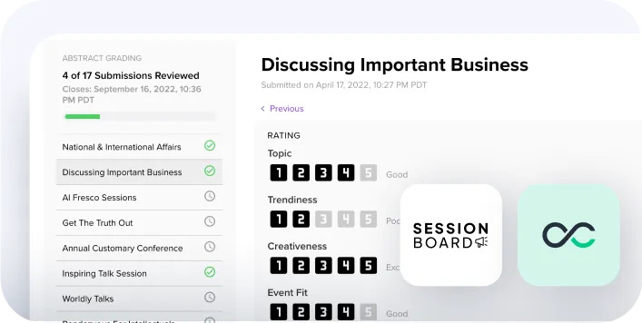 Manage credits and abstracts for sessions with native integration SessionBoard