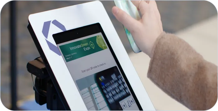 Attendee scanning their mobile qr code to enter a session