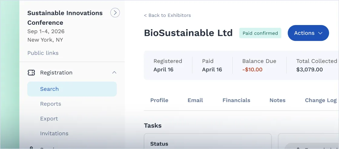 Selection page for hosted buyer participants on Swapcard