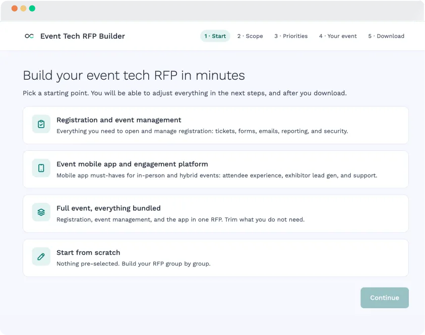 Swapcard RFP builder in four steps

