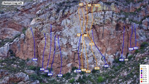 Climbing Topo for Ramset Crag, Montagu