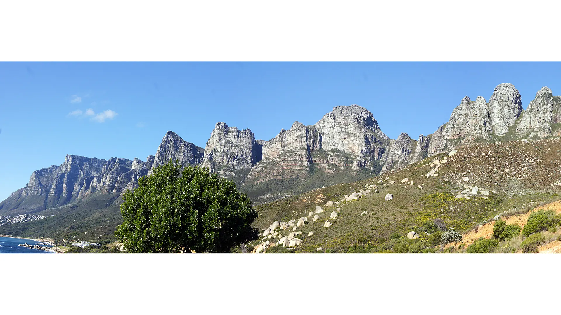 Panoramic view of the Twelve Apostles peaks to Rock Climb in Cape Town