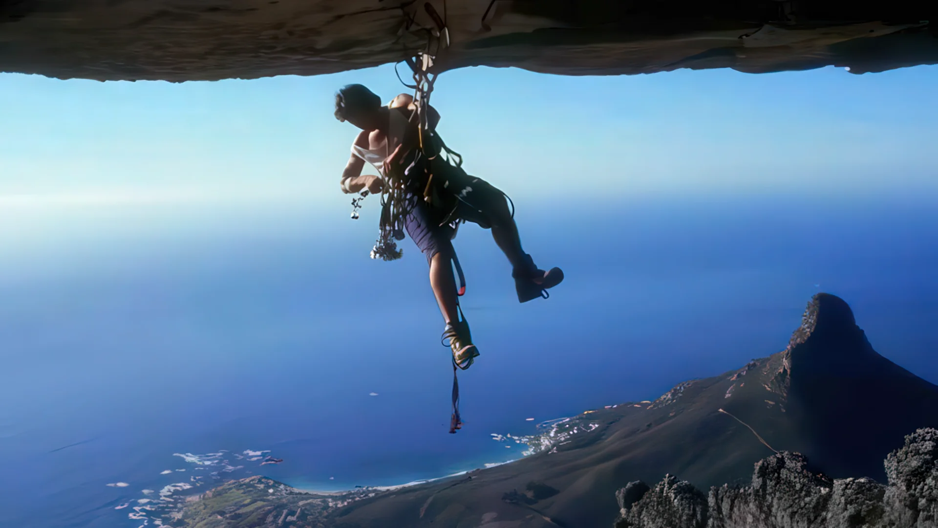 Aiding through the Elevator Roof, Fountain Ledge, Table Mountain