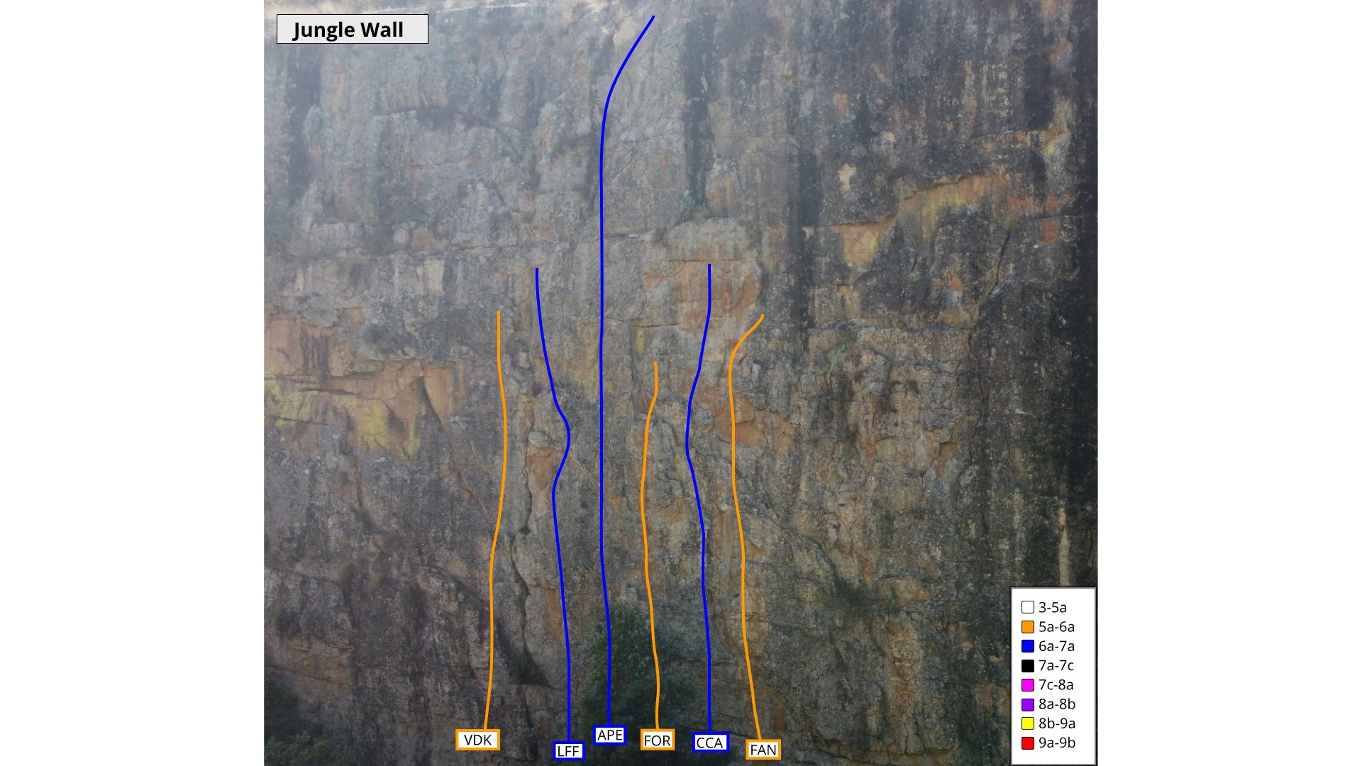 A great beginner wall with some long routes