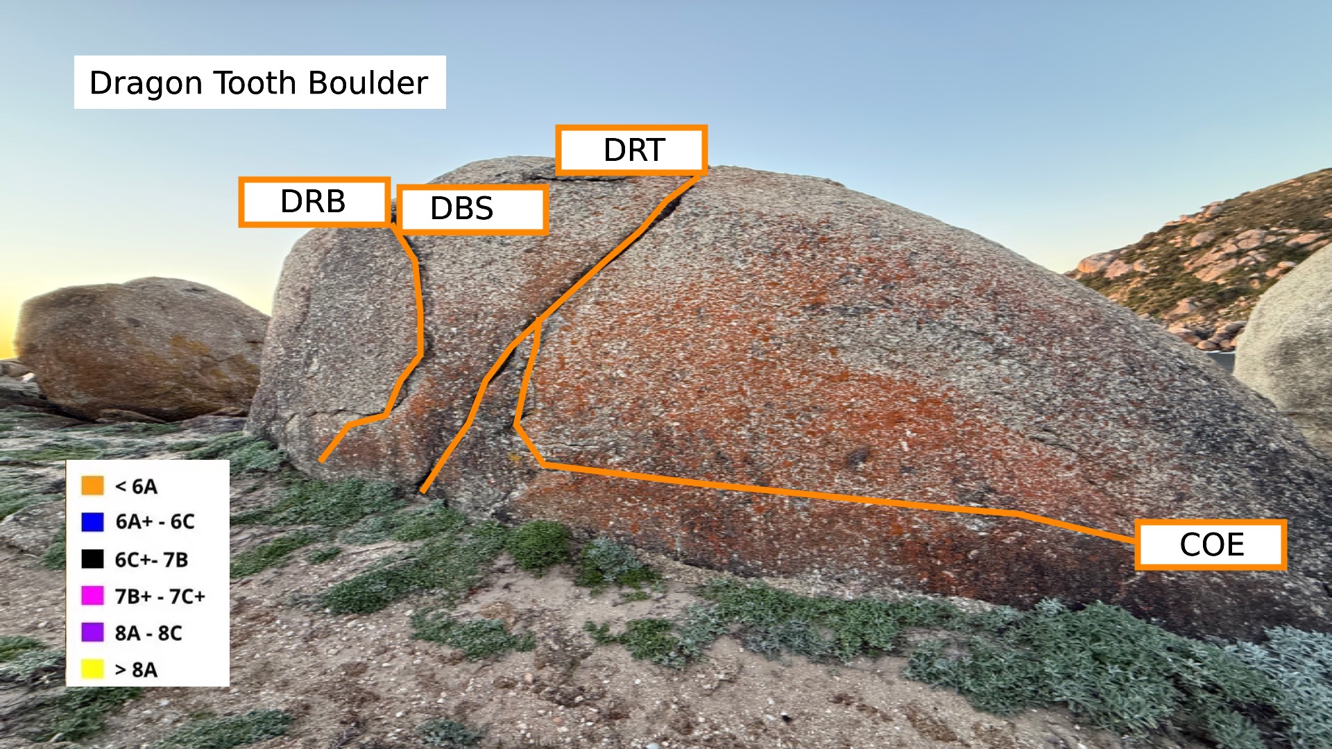 An intro boulder for warming up or those still new to bouldering. Fun routes slaying the dragon !