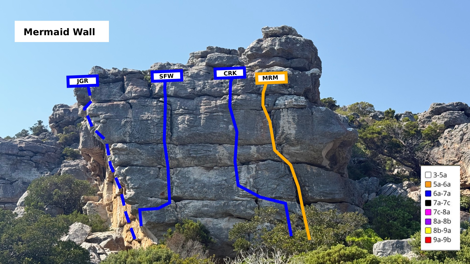 A wall for beginners, don't be fooled despite the easier grading routes are still pumpy !