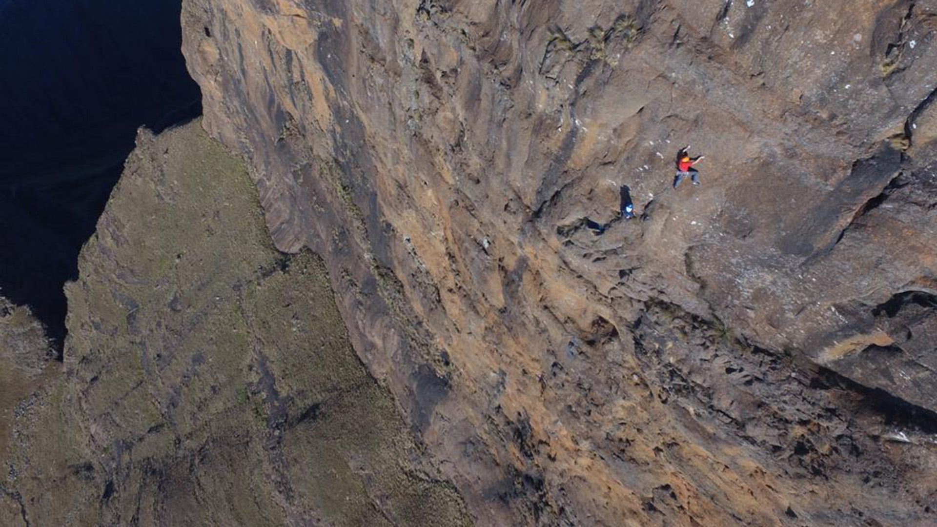 Andrew Pedley and Matt Hoffman climbing Surprise Attack - 7c+ - Sentinel Peak