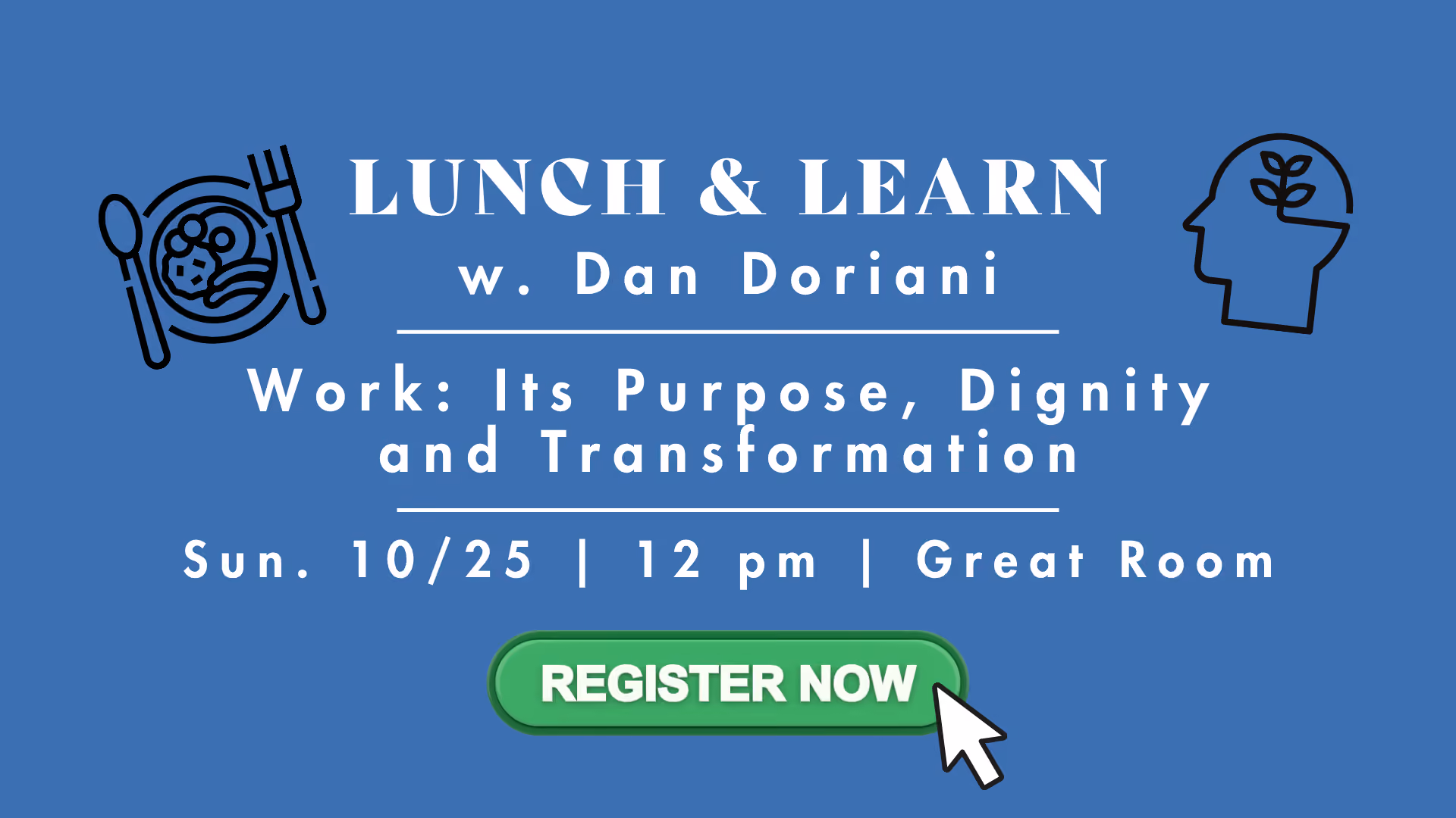 Lunch & Learn: Understanding Homelessness in Our Community. September 27, 12:15–1:45, Great Room. Hear from Matt Stacy, Executive Director of Davies Shelters, and Stacie Marshall, President of the Davies Shelters Board of Directors, about homelessness and practical ways to love our neighbors. Come enjoy lunch and learn. Select this slide to register.
