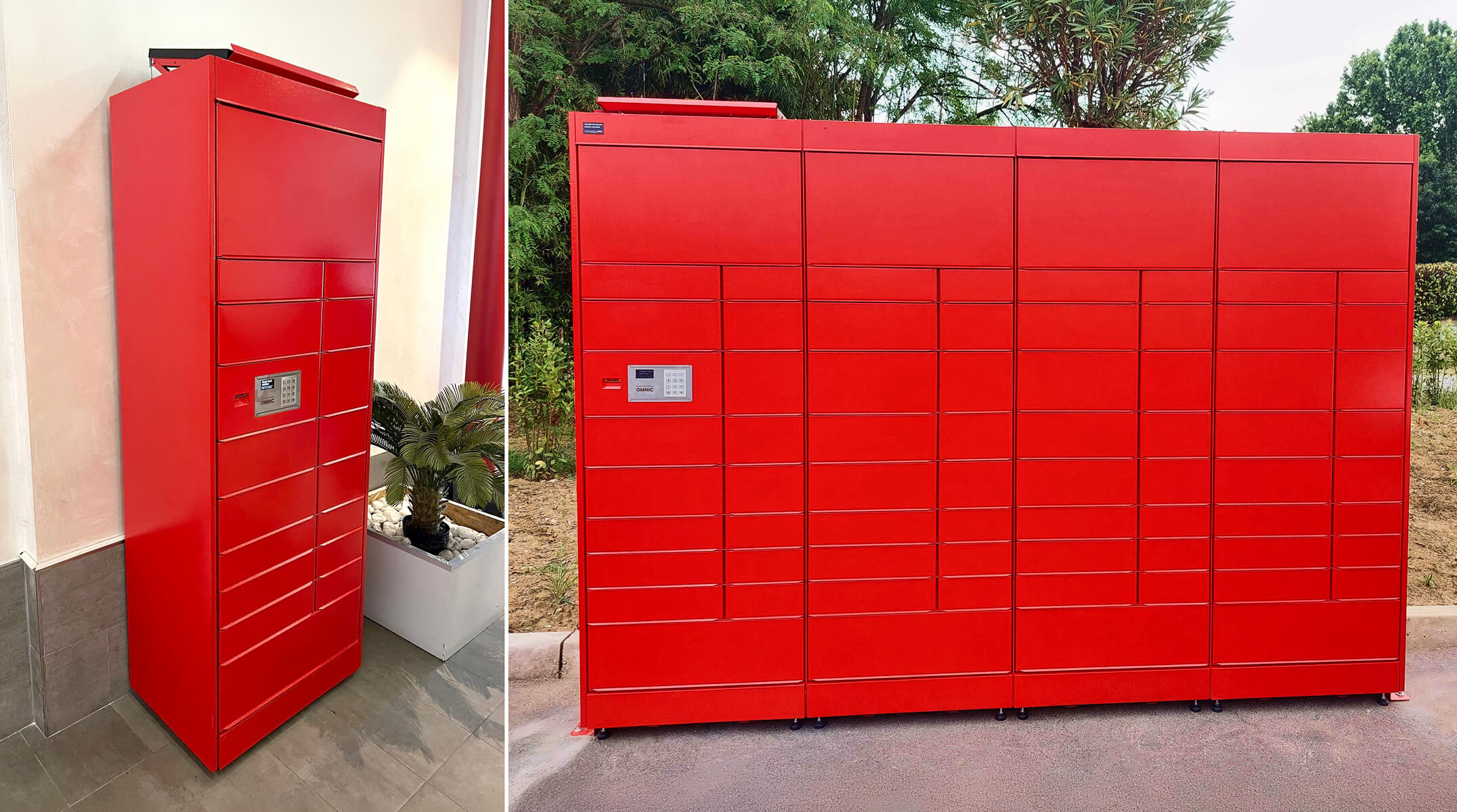 Customer collecting a parcel from a locker in daily operation