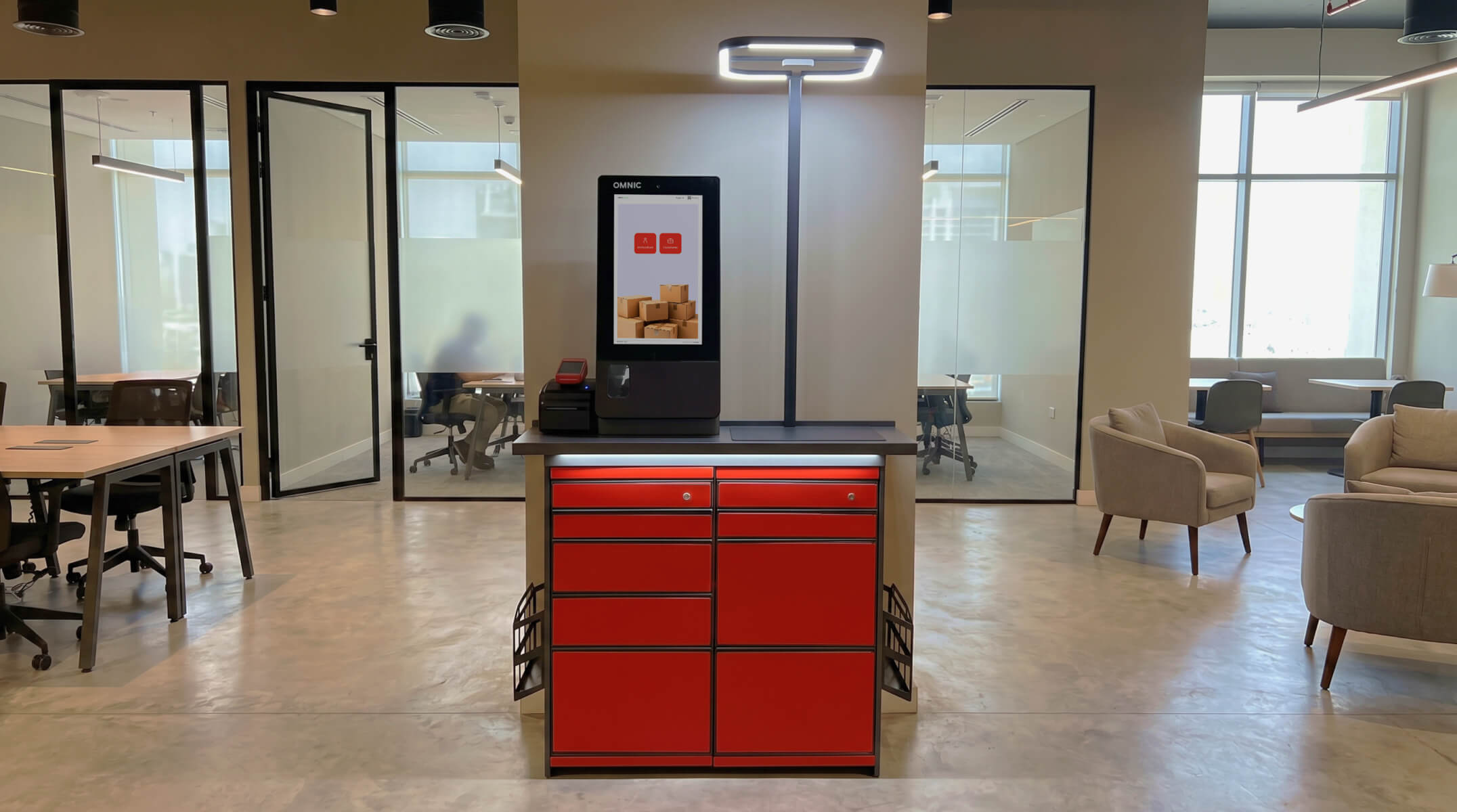 Intelligent locker compartment receiving the parcel after drop-off