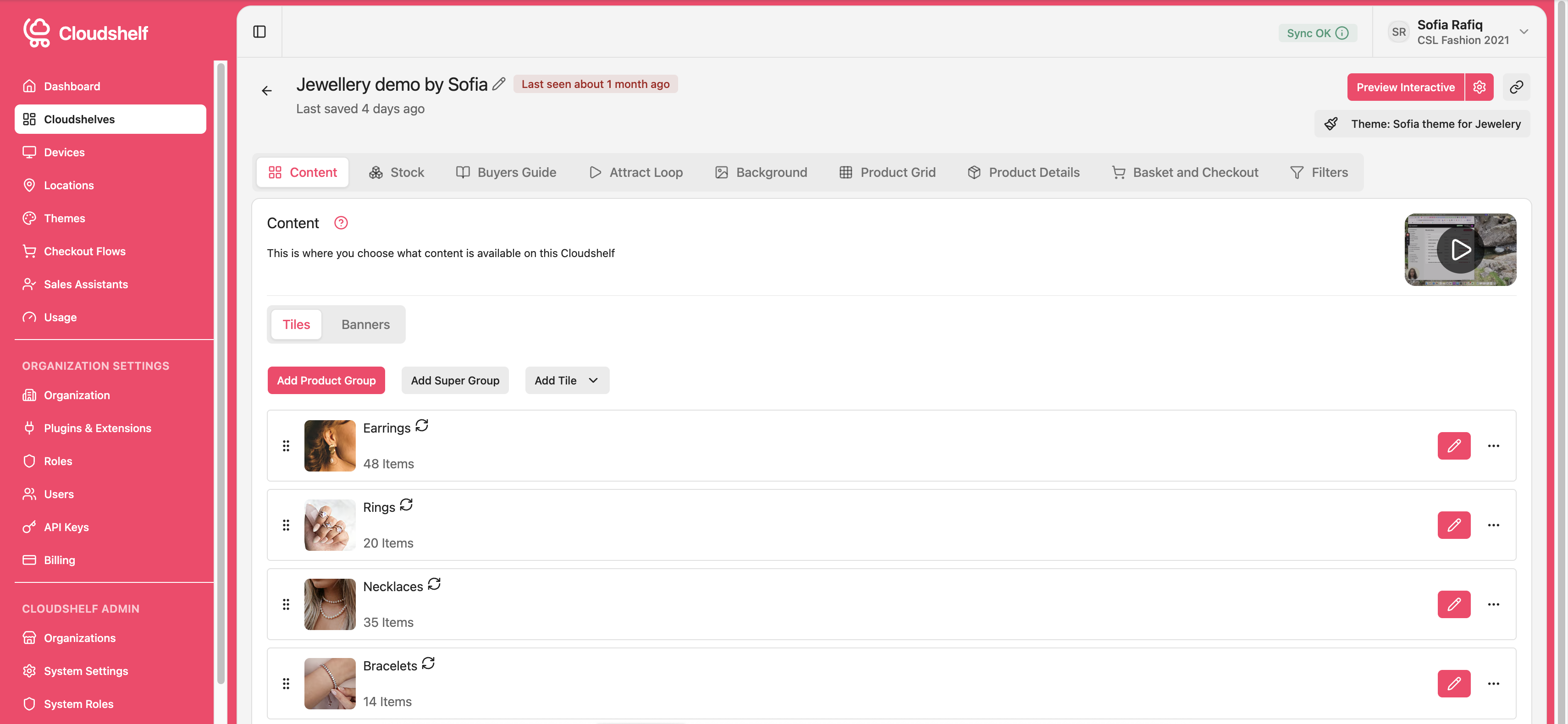 A screenshot image showing the new look of the Cloudshelf Manager interface