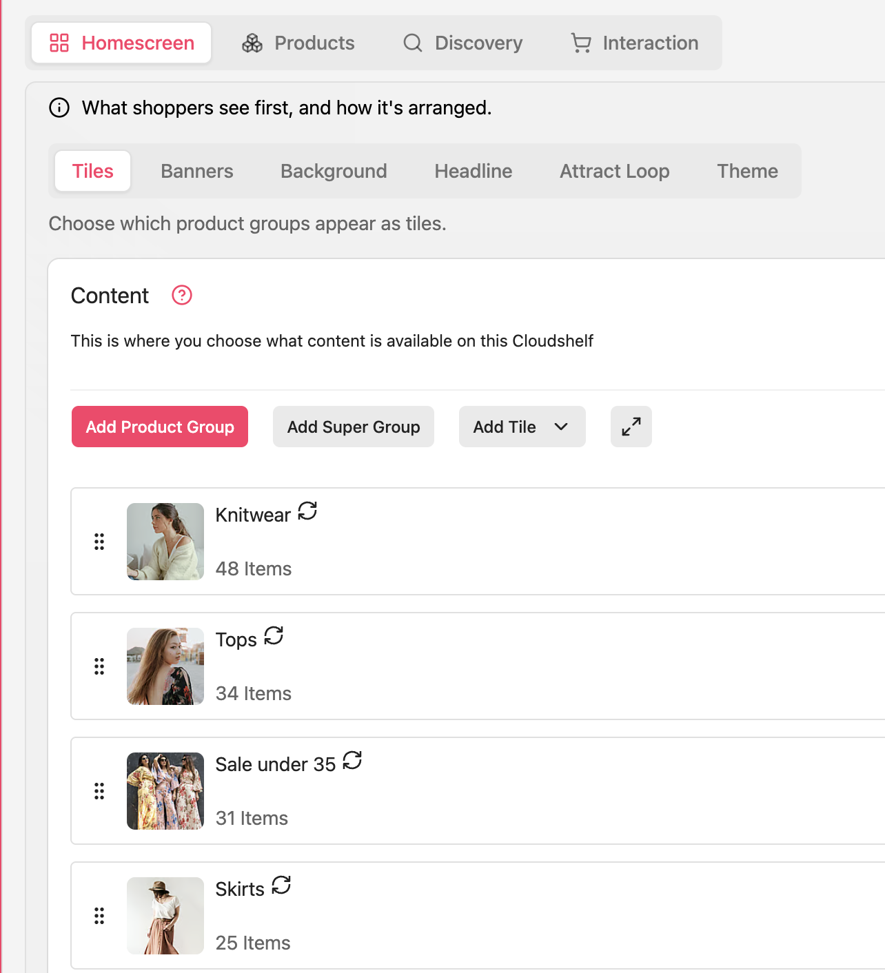 Image showing Cloudshelf Manager interface and new layout within Experience section