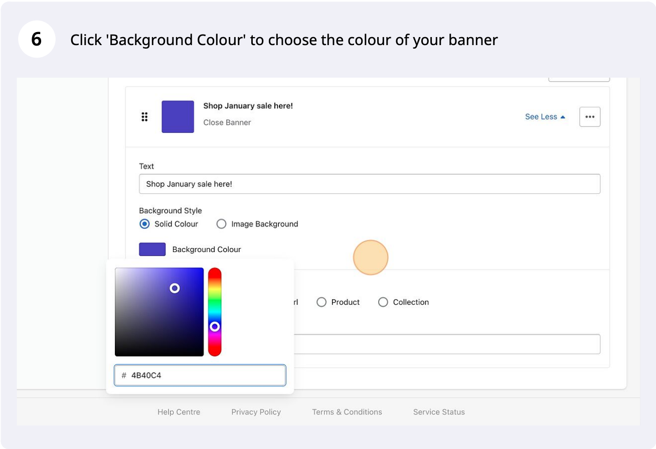 Plain screen banner, step 6 of 13