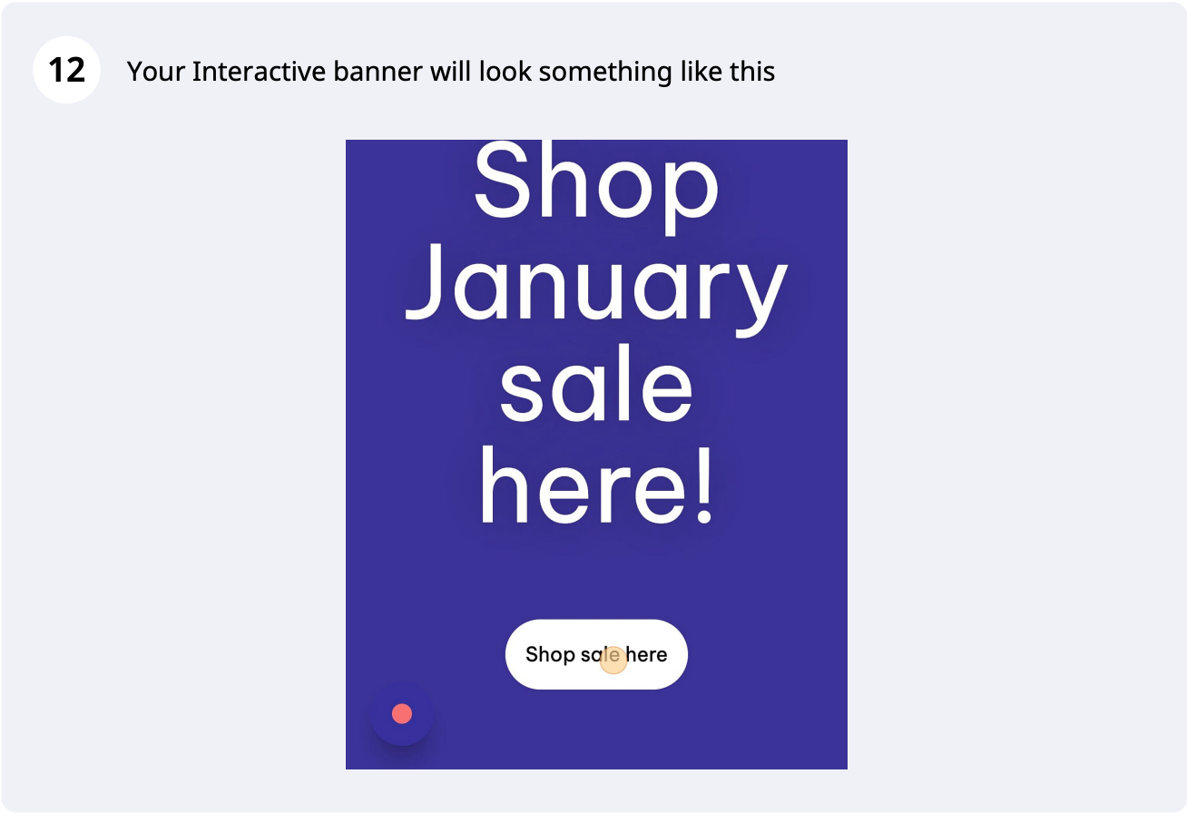 Plain screen banner, step 12 of 13