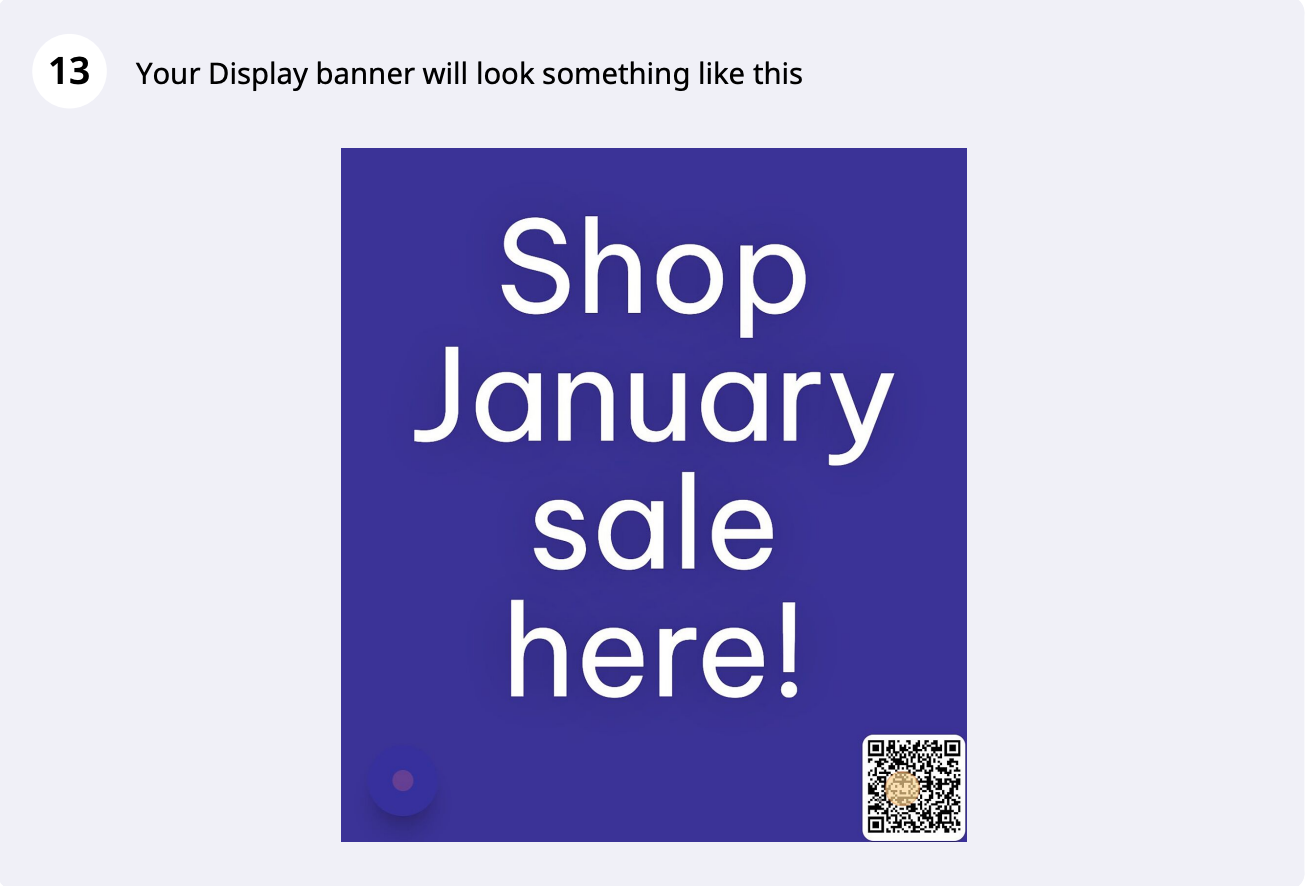 Plain screen banner, step 13 of 13