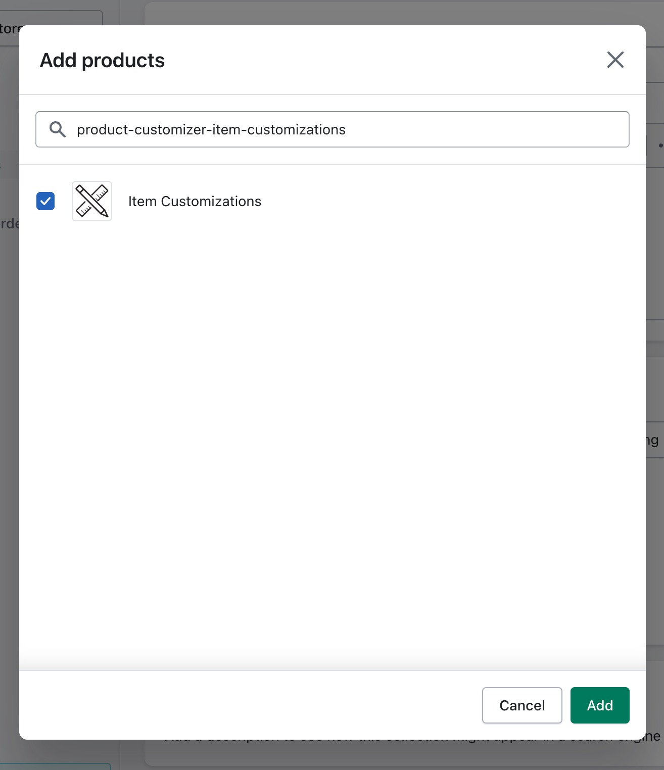 Adding the price modifier product to the collection (screenshot 2 of 2)