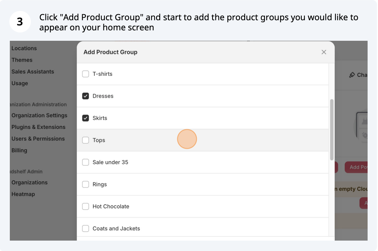Choose product groups (screenshot 3 of 4)