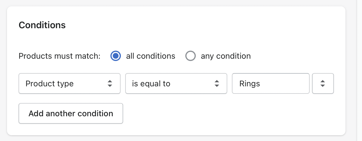 Creating a new collection based on a set of product types