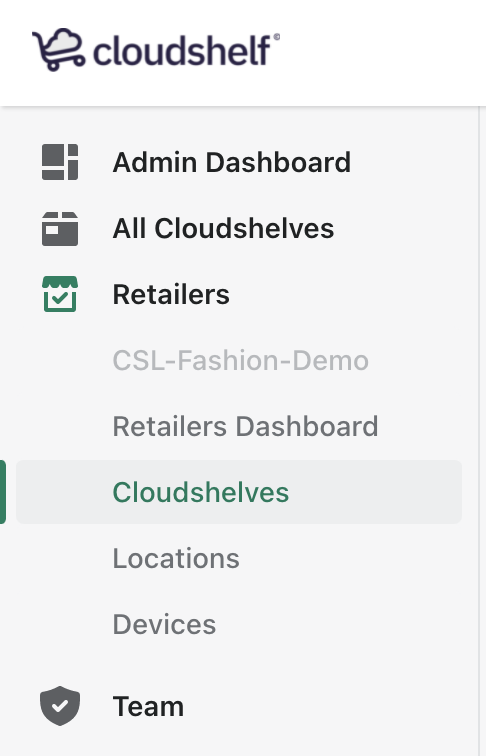Cloudshelf app: select Cloudshelves