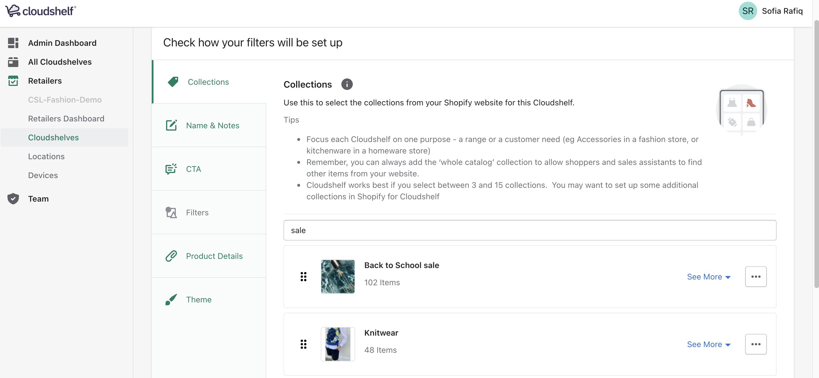 Moving the sale collection to the top of the list