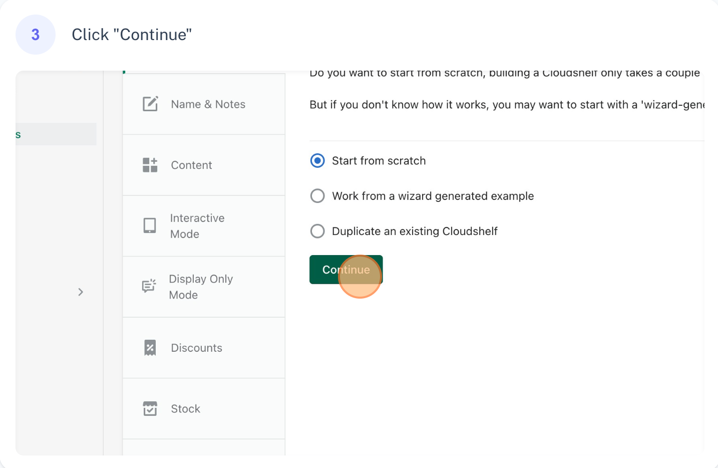 Create a Display mode Cloudshelf, step 3 of 9
