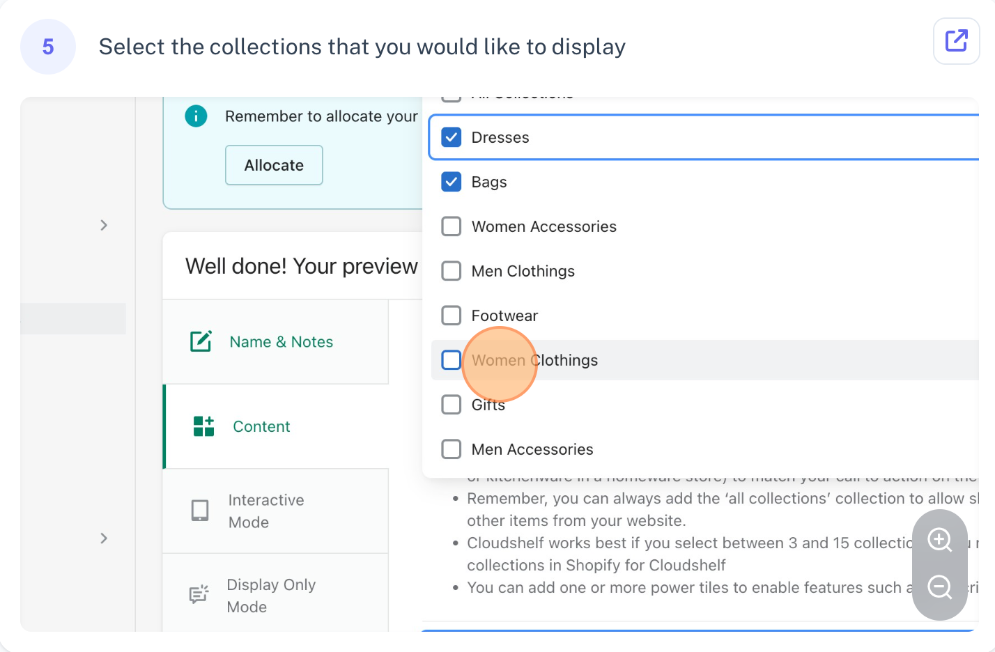 Create a Display mode Cloudshelf, step 5 of 9